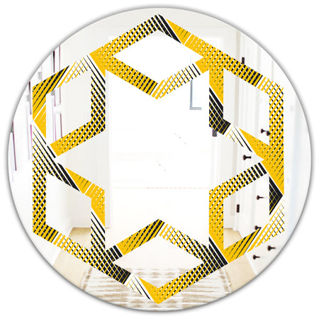 Rhombus Retro Geometric - Modern Round or Oval Wall Mirror - Hexagon Star