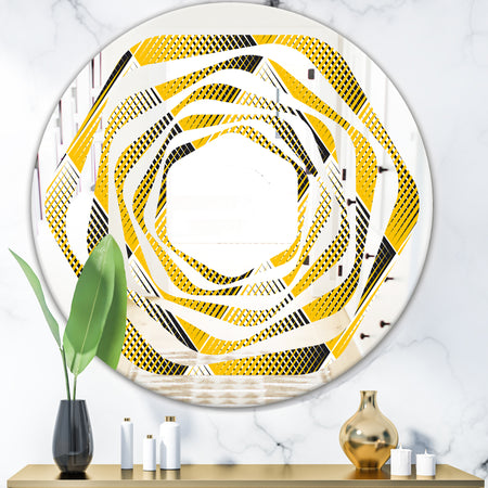 Rhombus Retro Geometric - Modern Round or Oval Wall Mirror - Whirl