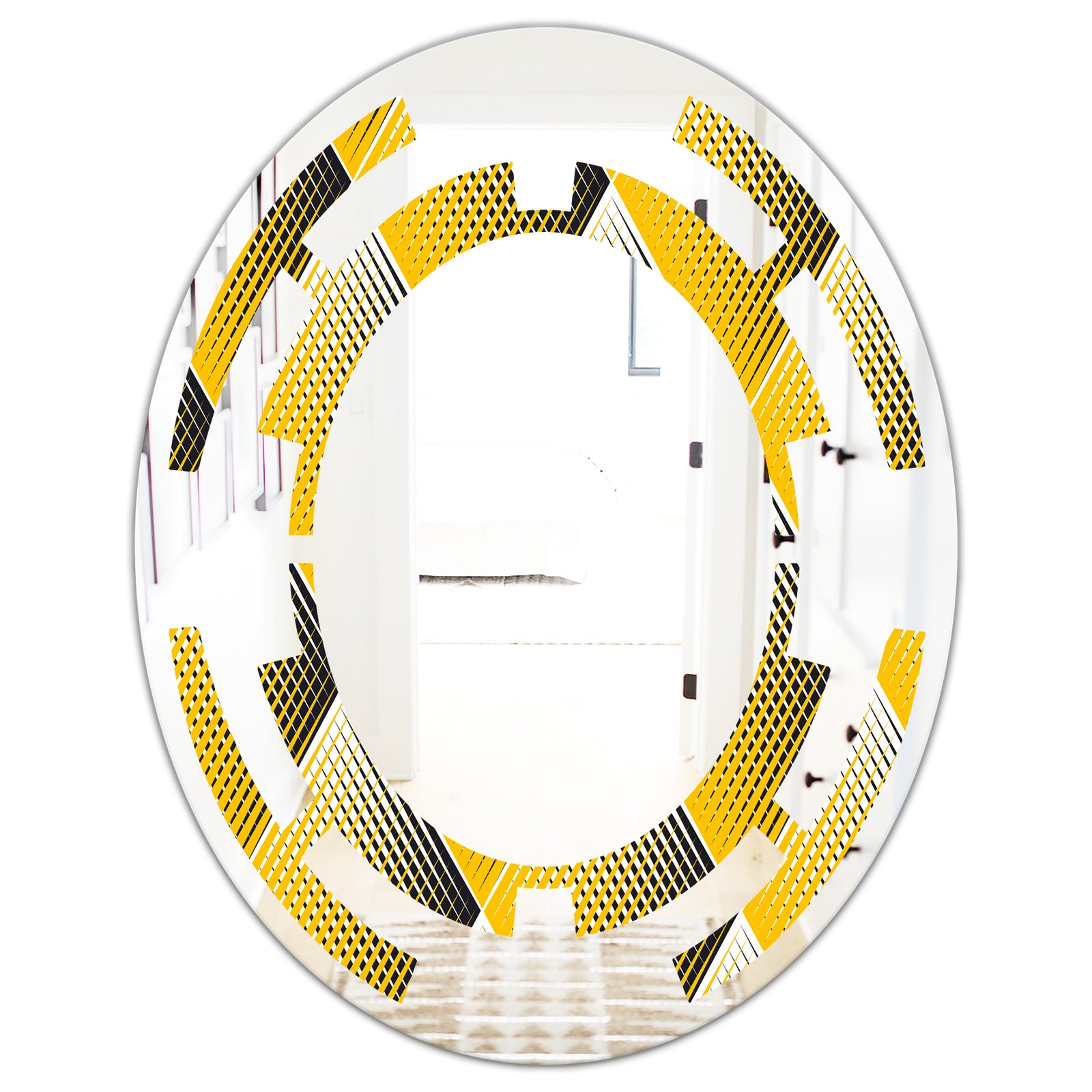 Rhombus Retro Geometric - Modern Round or Oval Wall Mirror - Space
