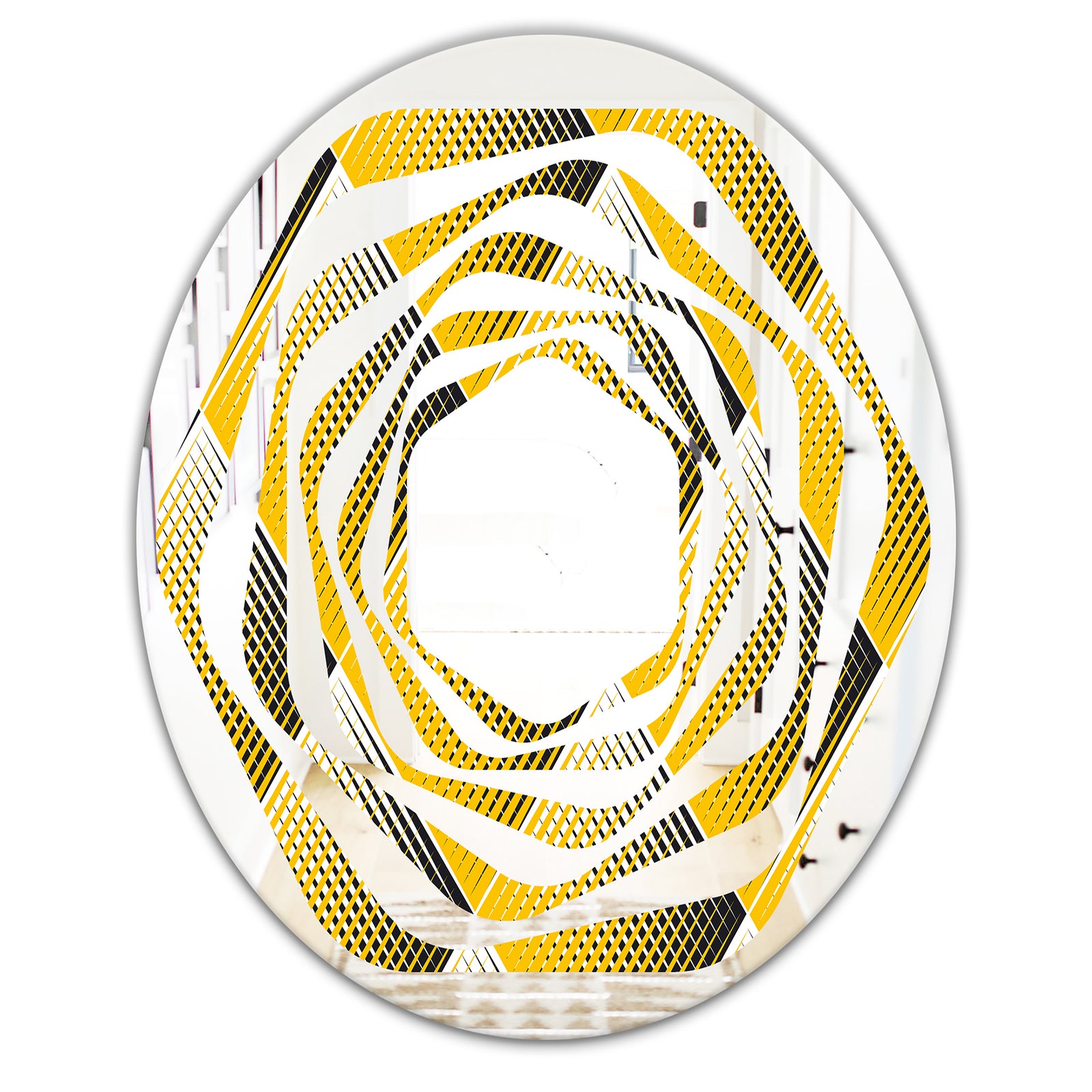 Rhombus Retro Geometric - Modern Round or Oval Wall Mirror - Whirl