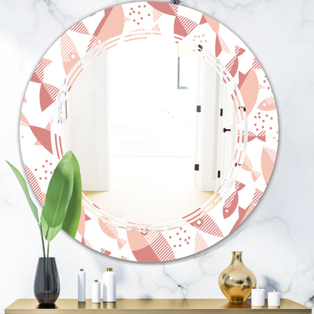 Pink Fishes Pattern - Modern Round or Oval Wall Mirror - Triple C