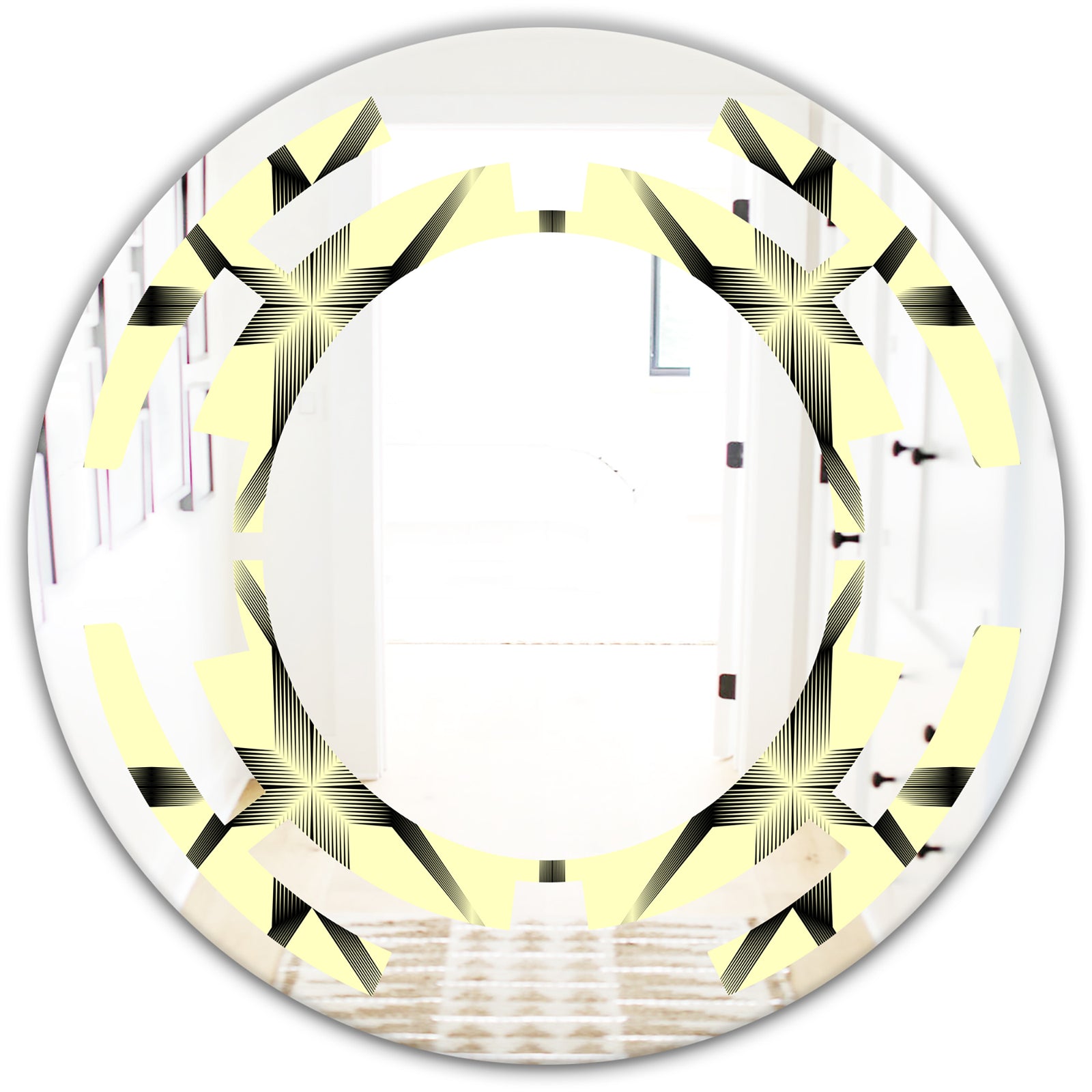 Oriental Ornament. Flower Pattern - Modern Round or Oval Wall Mirror - Space