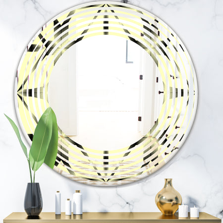 Oriental Ornament. Flower Pattern - Modern Round or Oval Wall Mirror - Wave