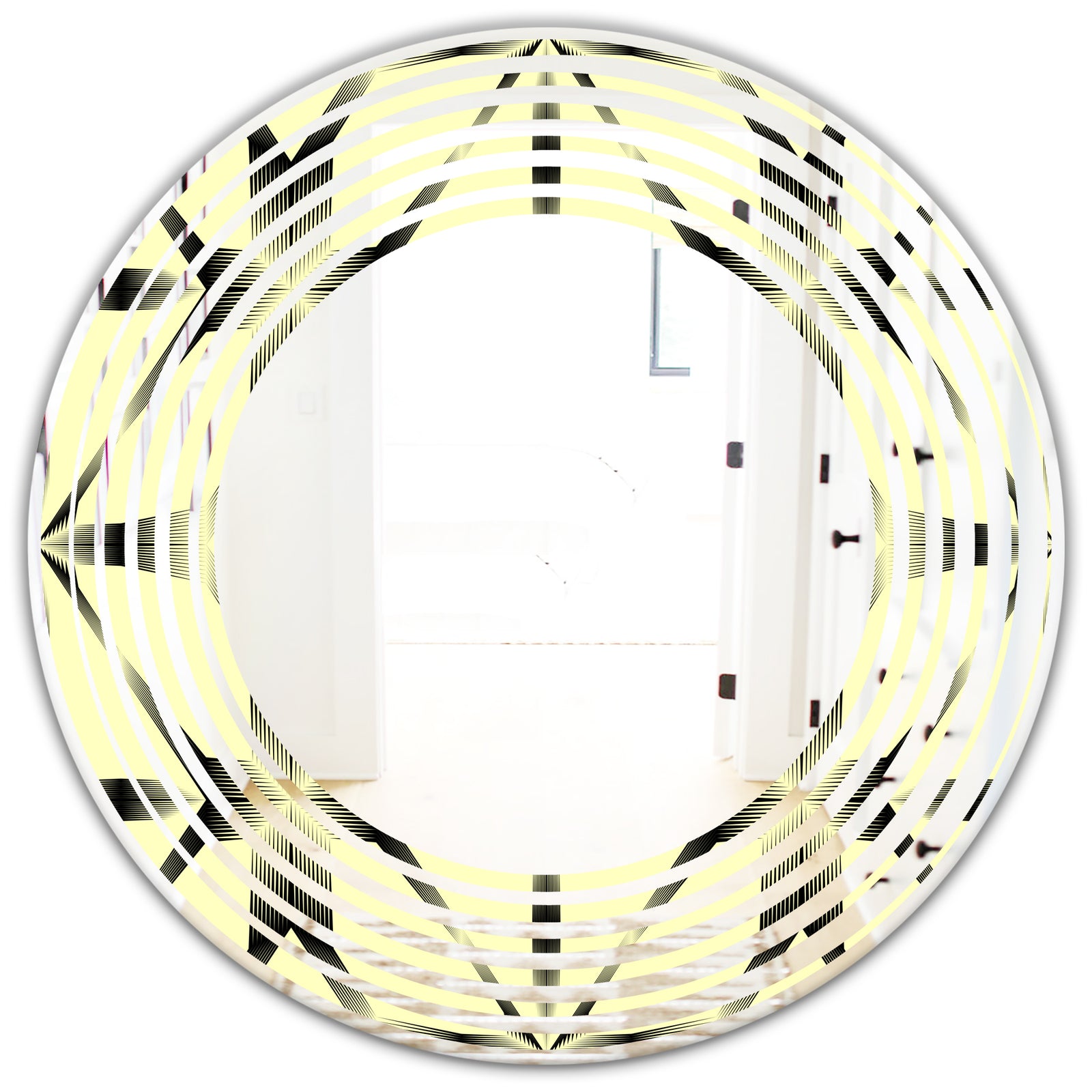 Oriental Ornament. Flower Pattern - Modern Round or Oval Wall Mirror - Wave