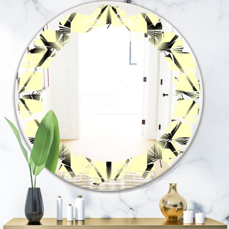Oriental Ornament. Flower Pattern - Modern Round or Oval Wall Mirror - Leaves