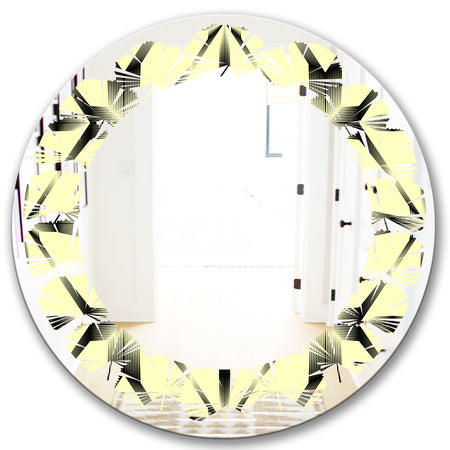 Oriental Ornament. Flower Pattern - Modern Round or Oval Wall Mirror - Leaves