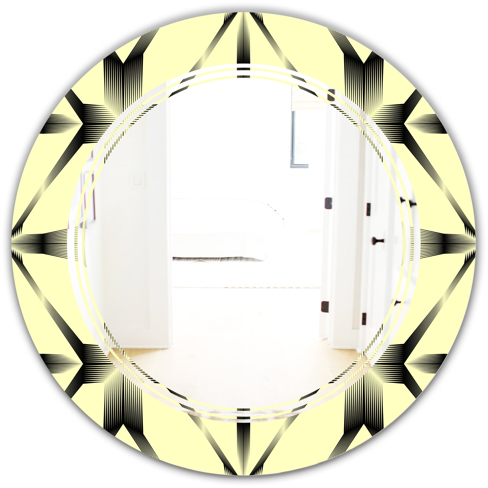 Oriental Ornament. Flower Pattern - Modern Round or Oval Wall Mirror - Triple C
