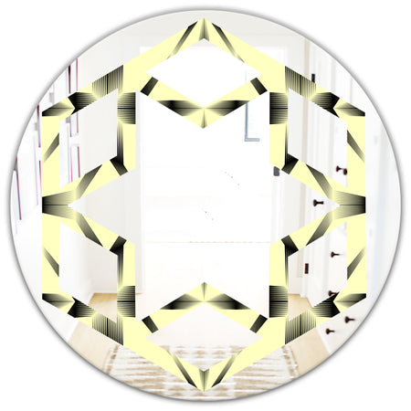 Oriental Ornament. Flower Pattern - Modern Round or Oval Wall Mirror - Hexagon Star