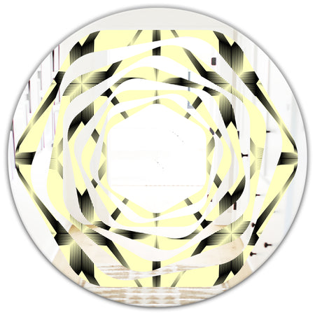 Oriental Ornament. Flower Pattern - Modern Round or Oval Wall Mirror - Whirl