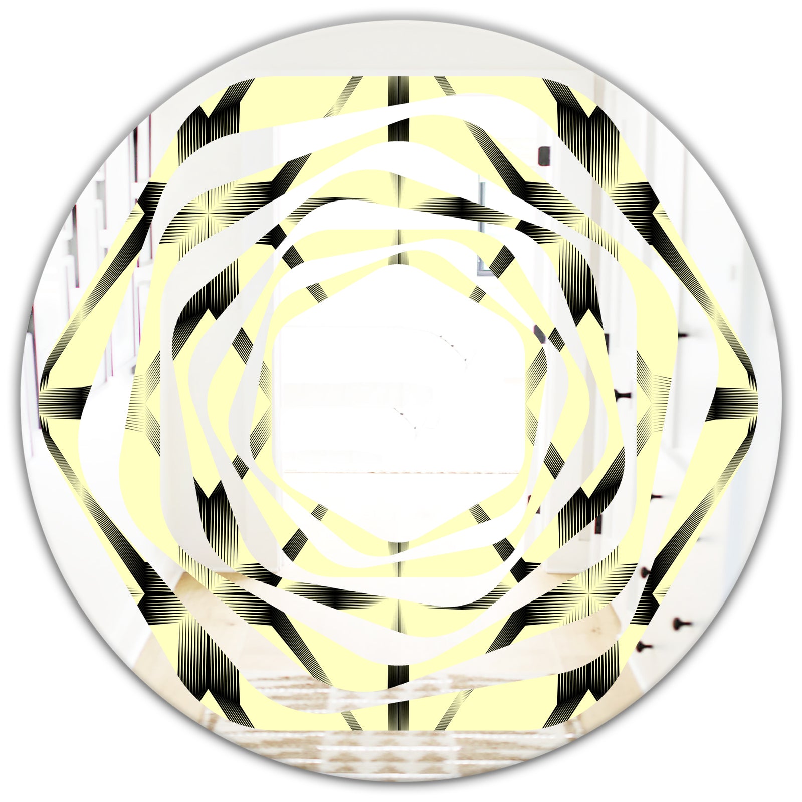 Oriental Ornament. Flower Pattern - Modern Round or Oval Wall Mirror - Whirl