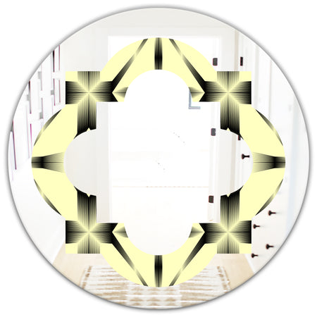 Oriental Ornament. Flower Pattern - Modern Round or Oval Wall Mirror - Quatrefoil