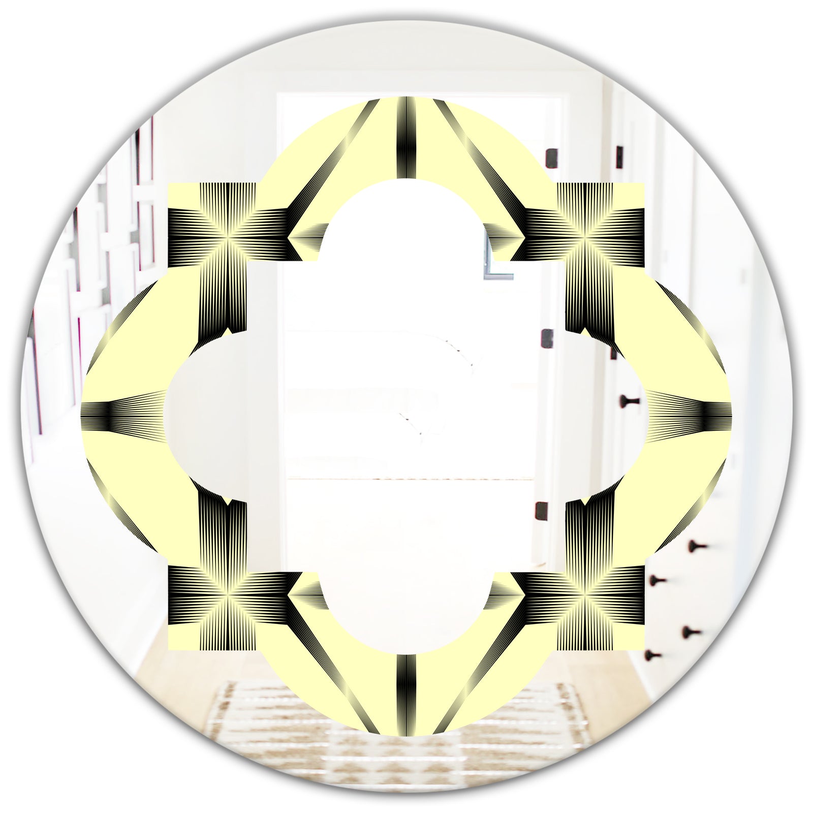 Oriental Ornament. Flower Pattern - Modern Round or Oval Wall Mirror - Quatrefoil