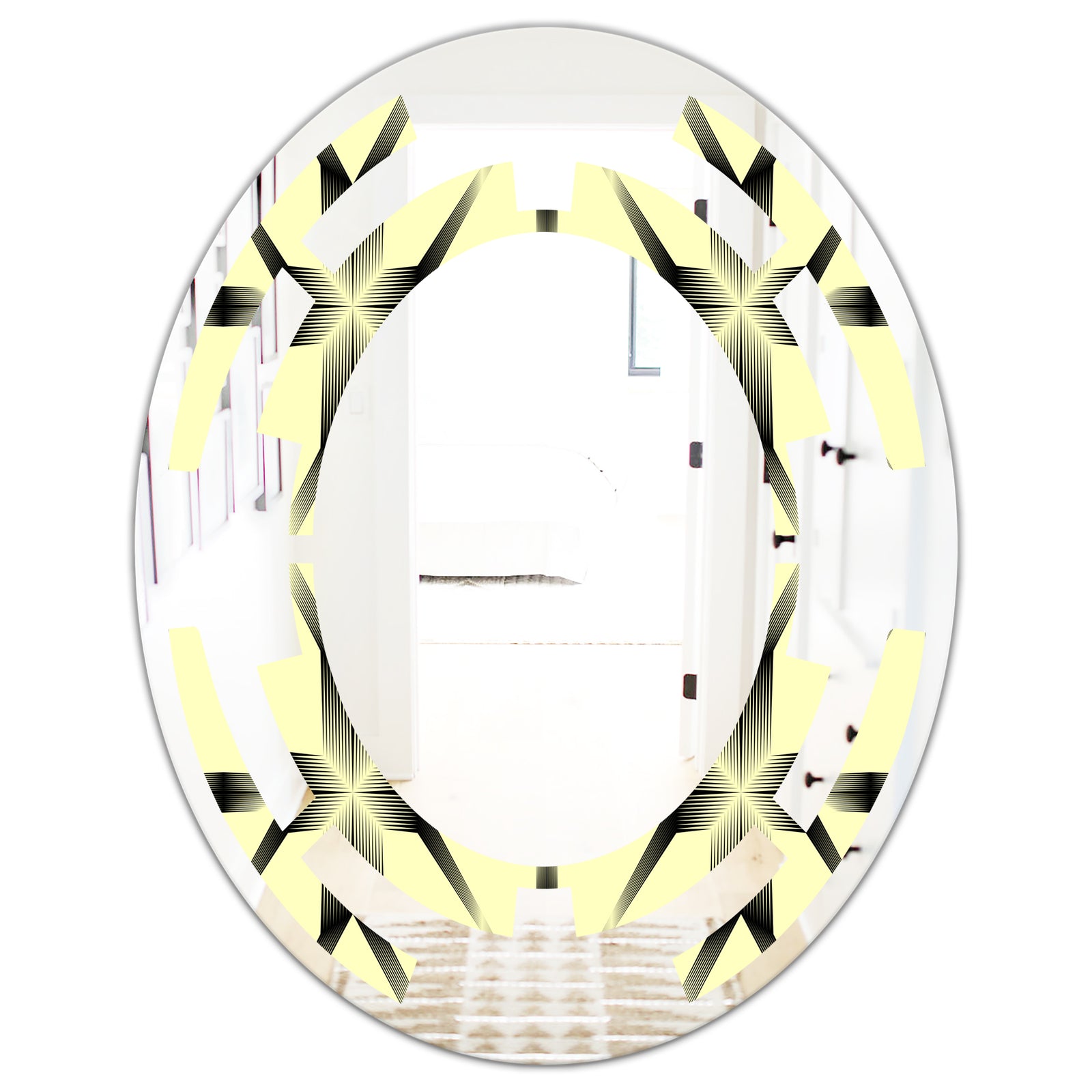 Oriental Ornament. Flower Pattern - Modern Round or Oval Wall Mirror - Space