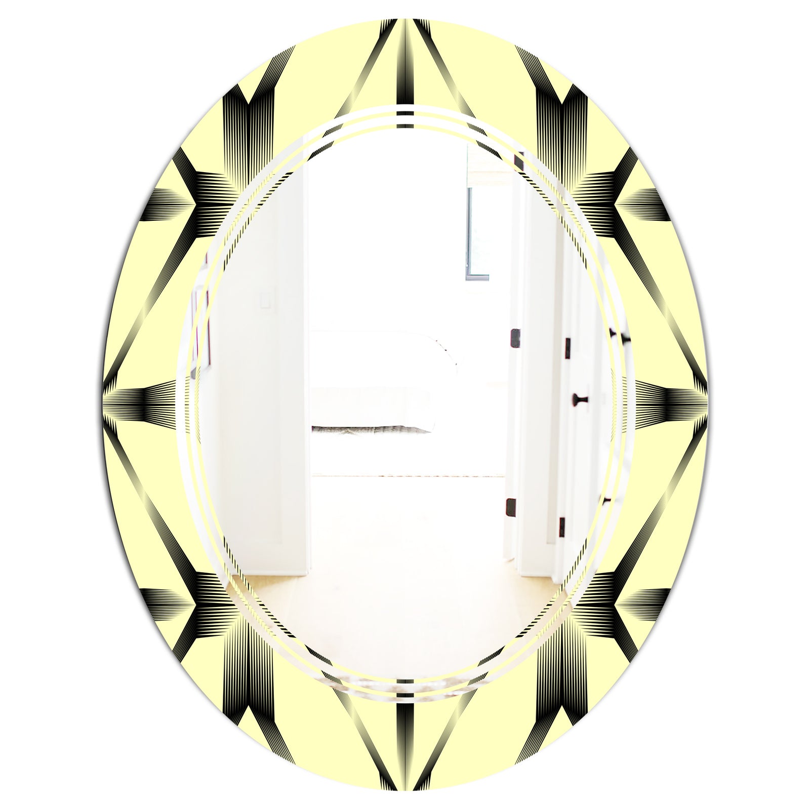 Oriental Ornament. Flower Pattern - Modern Round or Oval Wall Mirror - Triple C