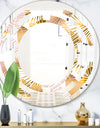 Golden Palm Leaves II - Modern Round or Oval Wall Mirror - Space