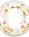 Golden Palm Leaves II - Modern Round or Oval Wall Mirror - Space