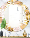 Golden Palm Leaves II - Modern Round or Oval Wall Mirror - Triple C