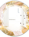 Golden Palm Leaves II - Modern Round or Oval Wall Mirror - Triple C