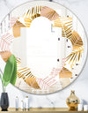 Golden Palm Leaves II - Modern Round or Oval Wall Mirror - Quatrefoil