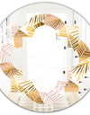 Golden Palm Leaves II - Modern Round or Oval Wall Mirror - Quatrefoil