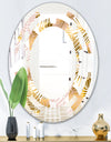 Golden Palm Leaves II - Modern Round or Oval Wall Mirror - Space