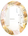 Golden Palm Leaves II - Modern Round or Oval Wall Mirror - Triple C