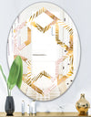 Golden Palm Leaves II - Modern Round or Oval Wall Mirror - Hexagon Star