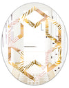Golden Palm Leaves II - Modern Round or Oval Wall Mirror - Hexagon Star