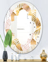 Golden Palm Leaves II - Modern Round or Oval Wall Mirror - Quatrefoil