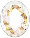 Golden Palm Leaves II - Modern Round or Oval Wall Mirror - Quatrefoil