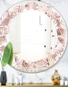 Golden Tropical Pattern IV - Modern Round or Oval Wall Mirror - Leaves