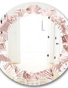 Golden Tropical Pattern IV - Modern Round or Oval Wall Mirror - Leaves