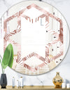 Golden Tropical Pattern IV - Modern Round or Oval Wall Mirror - Hexagon Star