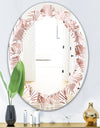 Golden Tropical Pattern IV - Modern Round or Oval Wall Mirror - Leaves