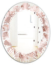 Golden Tropical Pattern IV - Modern Round or Oval Wall Mirror - Leaves