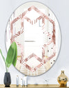 Golden Tropical Pattern IV - Modern Round or Oval Wall Mirror - Hexagon Star