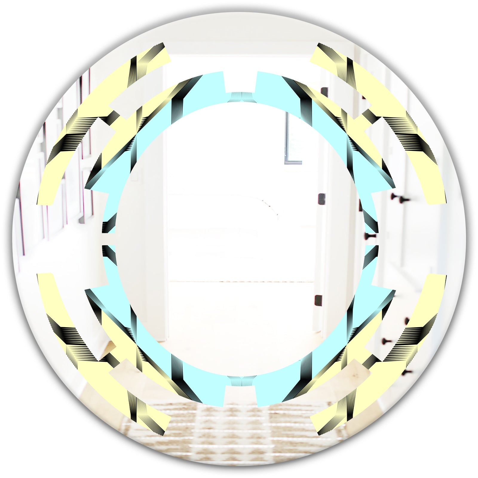 Black and White Fashion Ornament - Modern Round or Oval Wall Mirror - Space