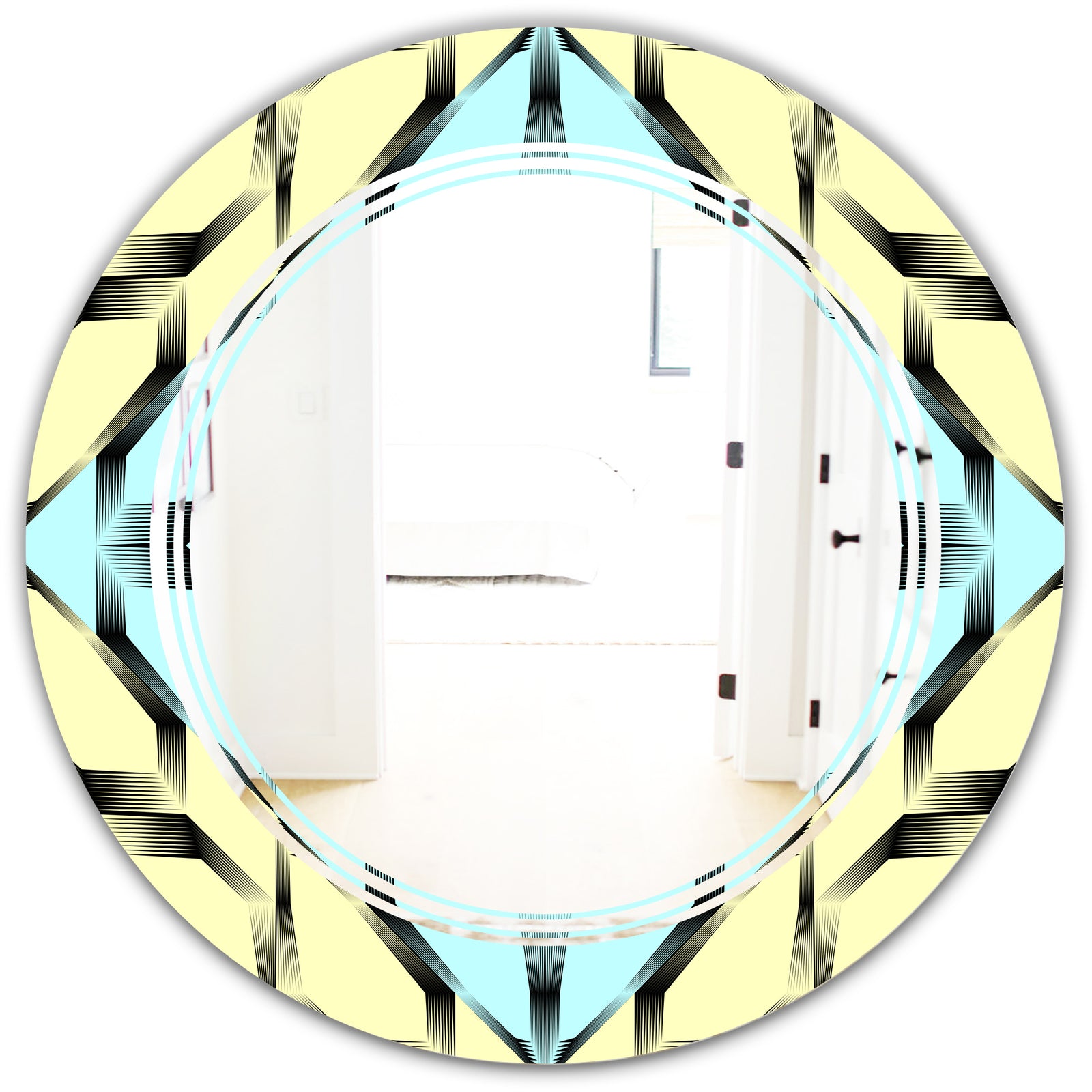 Black and White Fashion Ornament - Modern Round or Oval Wall Mirror - Triple C