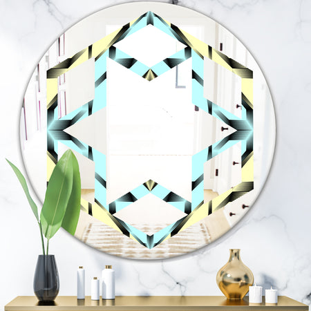 Black and White Fashion Ornament - Modern Round or Oval Wall Mirror - Hexagon Star