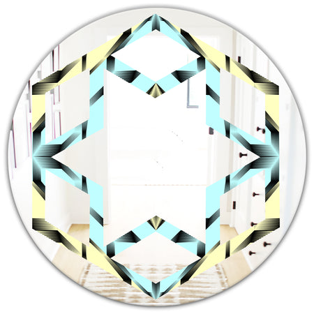Black and White Fashion Ornament - Modern Round or Oval Wall Mirror - Hexagon Star