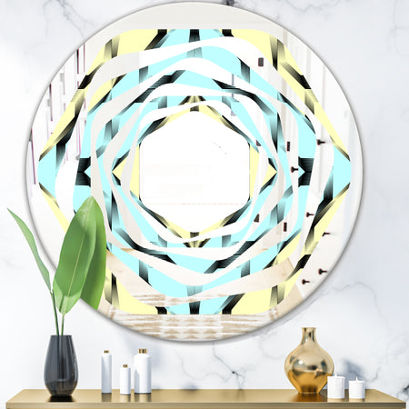 Black and White Fashion Ornament - Modern Round or Oval Wall Mirror - Whirl