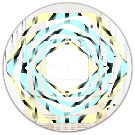Black and White Fashion Ornament - Modern Round or Oval Wall Mirror - Whirl