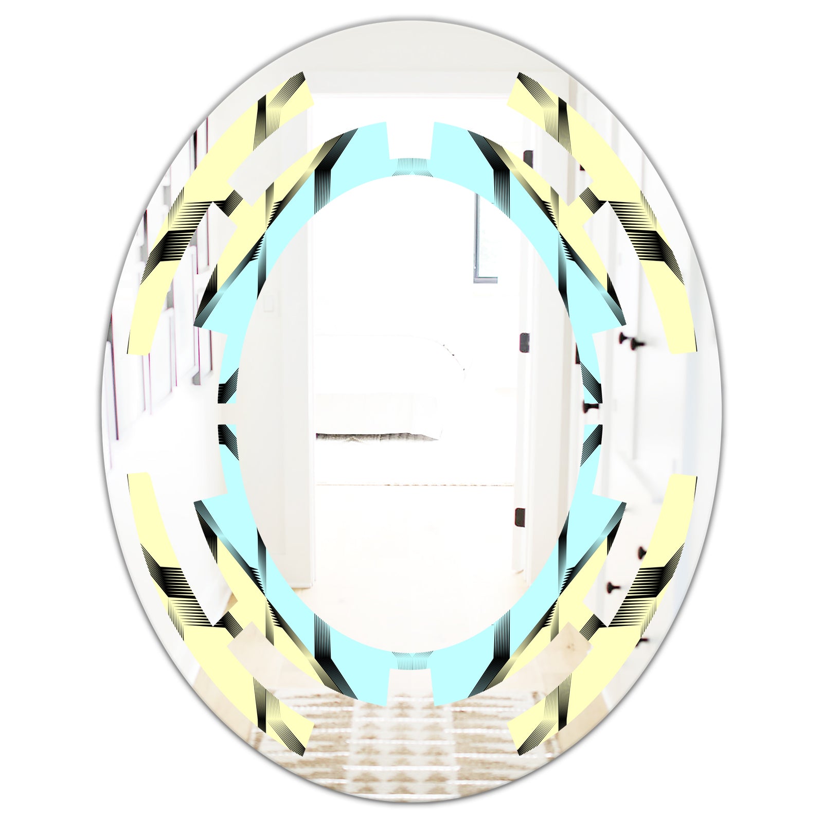 Black and White Fashion Ornament - Modern Round or Oval Wall Mirror - Space