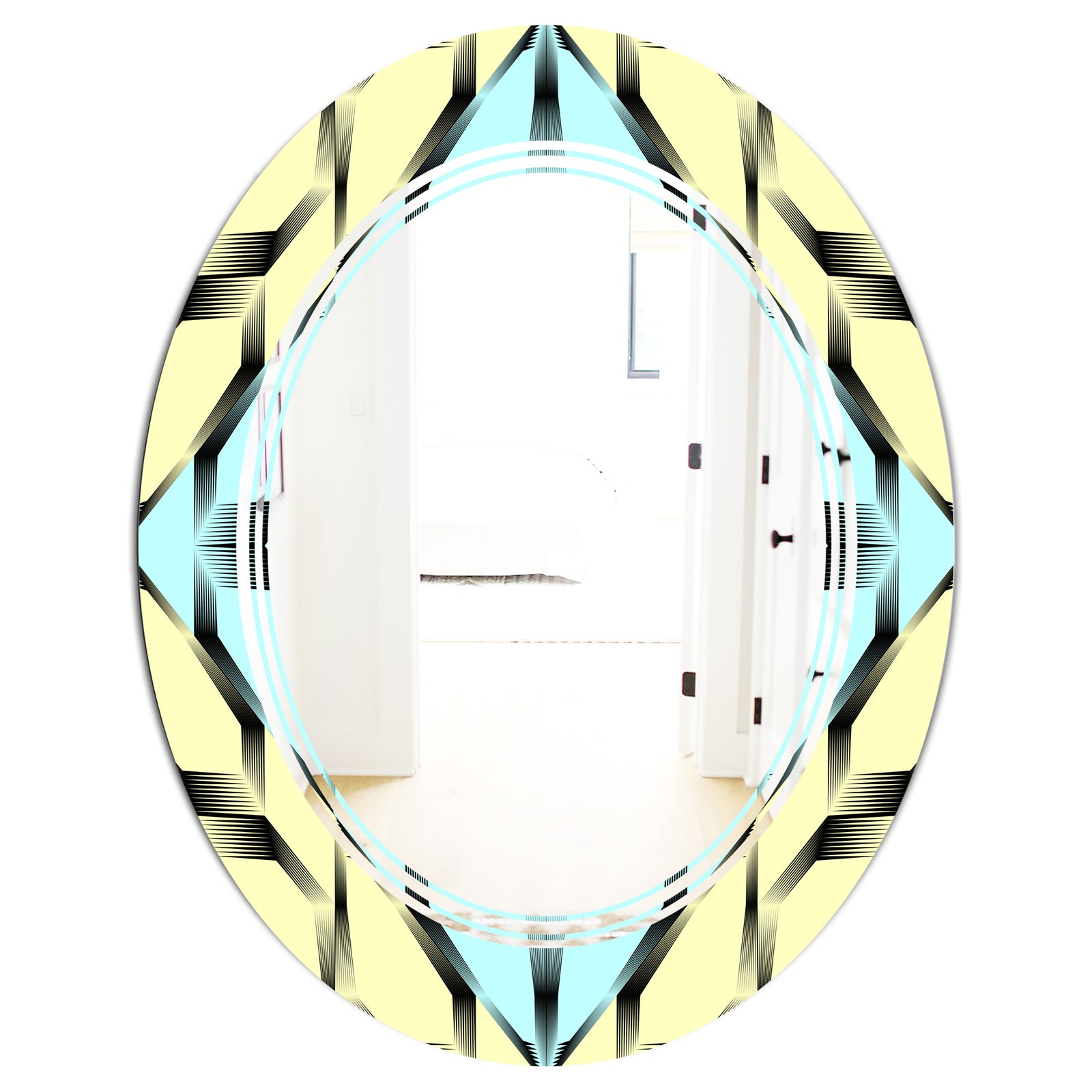 Black and White Fashion Ornament - Modern Round or Oval Wall Mirror - Triple C