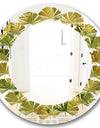 Golden Leaves I - Modern Round or Oval Wall Mirror - Leaves