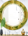 Golden Leaves I - Modern Round or Oval Wall Mirror - Triple C