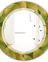Golden Leaves I - Modern Round or Oval Wall Mirror - Triple C