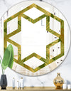 Golden Leaves I - Modern Round or Oval Wall Mirror - Hexagon Star
