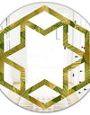 Golden Leaves I - Modern Round or Oval Wall Mirror - Hexagon Star