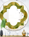 Golden Leaves I - Modern Round or Oval Wall Mirror - Quatrefoil